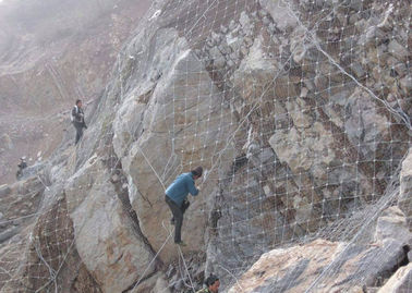 Square Hole Rockfall Protection Netting Untuk Slope Protection / SNS Rope Netting