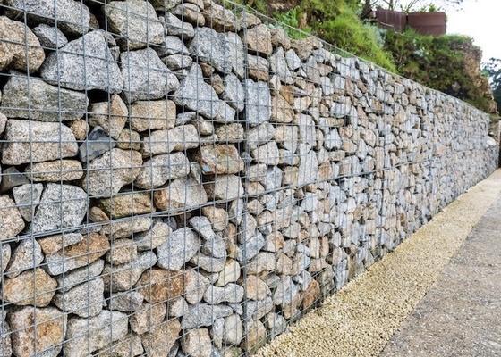 Dinding Penahan Persegi Panjang Keranjang Gabion Kawat Baja Galvanis Dilapisi Pvc