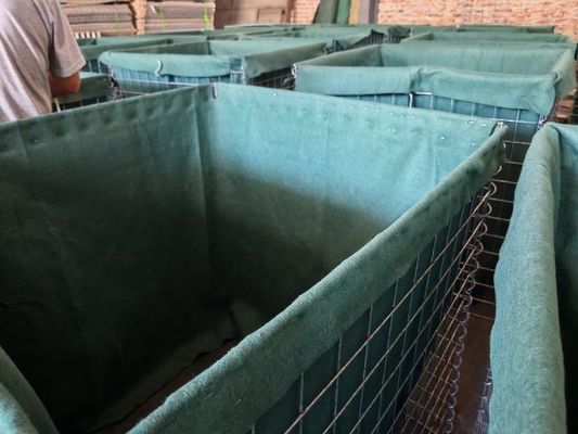 Galvanized Wire Collapsible Sand Earth Dipenuhi Penghalang Pertahanan dengan Polypropylene Non-Woven dan Desain Stackable