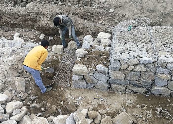 Unit Penguatan Tanah 3x1x0.5m Pvc Gabion Baskets Untuk Struktur Penahan