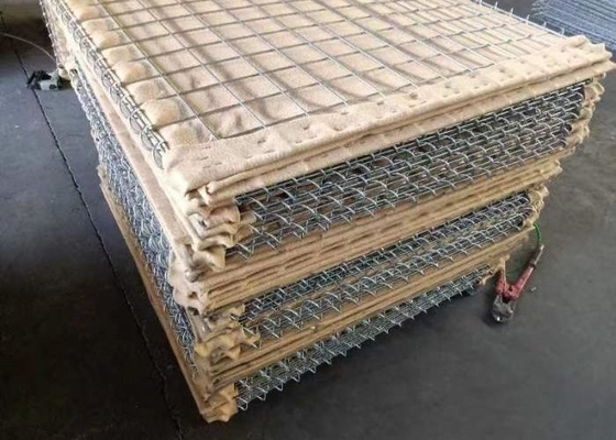 Tan Beige Warna iter Penghalang Lipat Pasir Tembok Keranjang Pasir Tipe Gabion