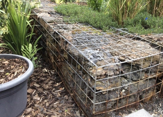 Green Pvc Coated Rectangle Retaining Wall Gabion Baskets Sebagai Dekorasi Taman