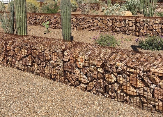 Dinding Penahan Ramah Lingkungan Keranjang Gabion Panel Las Kawat Baja Galvanis