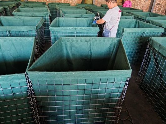 Galvanized Wire Collapsible Sand Earth Dipenuhi Penghalang Pertahanan dengan Polypropylene Non-Woven dan Desain Stackable