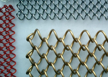 Dekoratif Metal Mesh Tirai Aluminium Emas 6mm X 6mm Disesuaikan Room Divider
