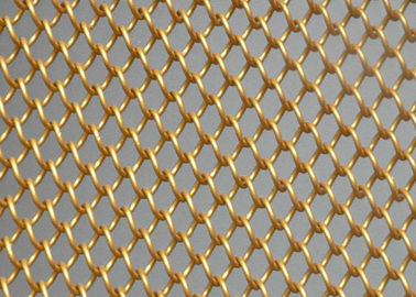 Dekoratif Metal Mesh Tirai Aluminium Emas 6mm X 6mm Disesuaikan Room Divider