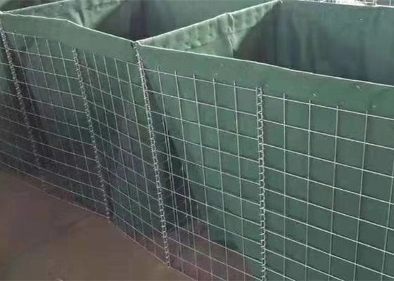 Square Hole itary Defensive Barriers Gabion Mesh Box Dengan Geotekstil Hijau