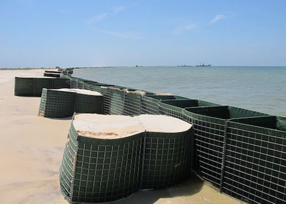 Square Hole itary Defensive Barriers Gabion Mesh Box Dengan Geotekstil Hijau