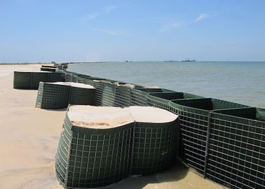 Square Hole itary Defensive Barriers Gabion Mesh Box Dengan Geotekstil Hijau