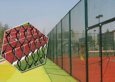 Karbon Steel Galvanized Chain Link Mesh Pagar Diamond Pattern Dengan Metal Round Post