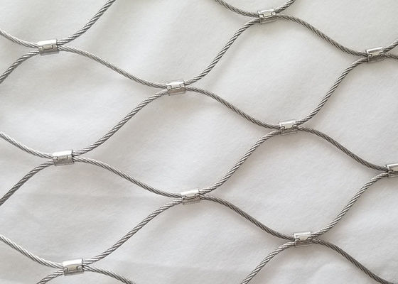 Jaring Rope Mesh dari baja tahan karat 316 dengan sambungan ferrule untuk burung hewan kebun binatang