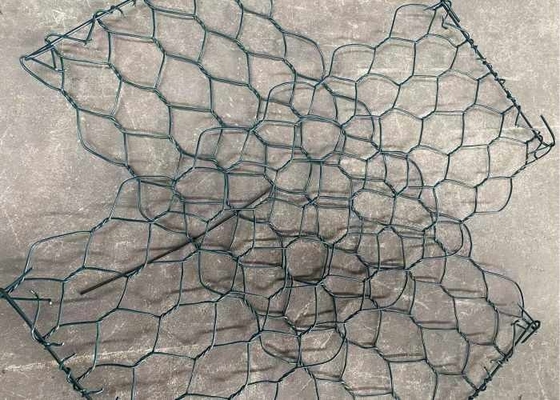Instal Mudah 60x80mm 2.4mm PVC Dilapisi Kawat Gabion Hijau Tua Untuk Teknik Sipil