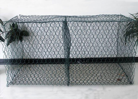 8 * 10 Bahan PVC Dilapisi Memperkuat Gabion Basket Untuk River Bank